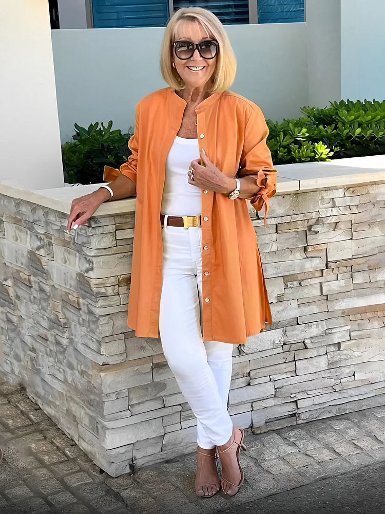 AMELISE | Charming Gathered Shirt Jacket