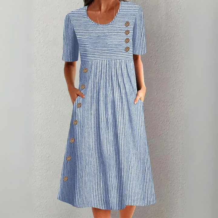 AVELINE | Elegant Striped Midi Dress