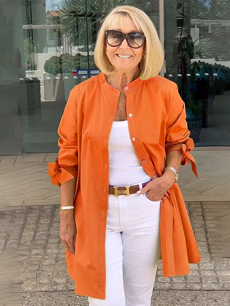 AMELISE | Charming Gathered Shirt Jacket