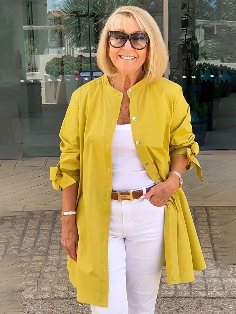 AMELISE | Charming Gathered Shirt Jacket